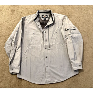 Harley Davidson Vented Cotton Snap Jacket Tan Spell Out Mens Size Large EUC